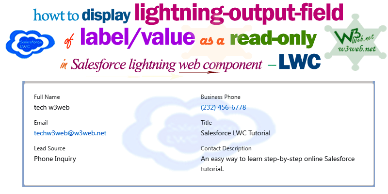display lightning output fields label/value as a read-only in Salesforce LWC