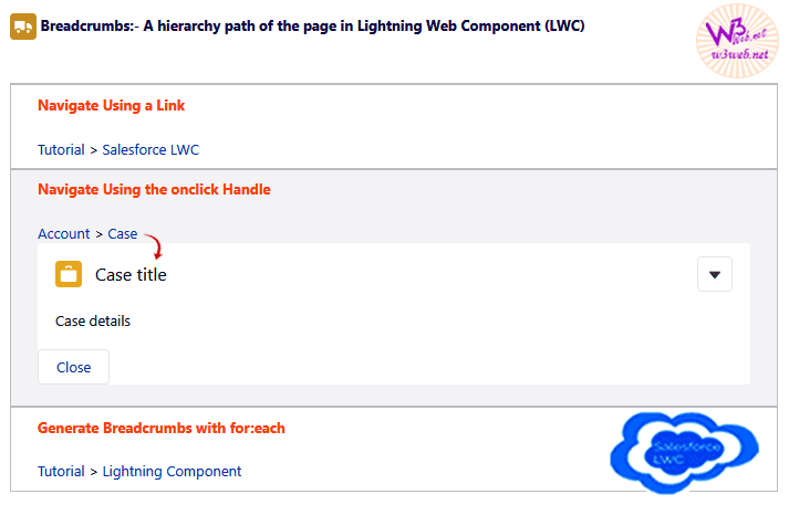 breadcrumb navigation hierarchy path in lwc -- w3web.net