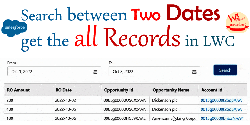 Search between two dates get the all records -- w3web.net