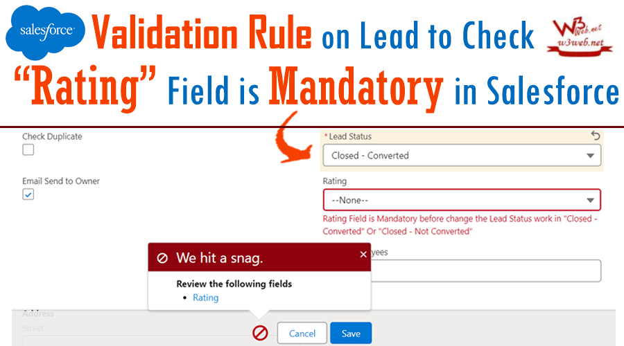 validation rule to check rating field is mandatory -- w3web.net